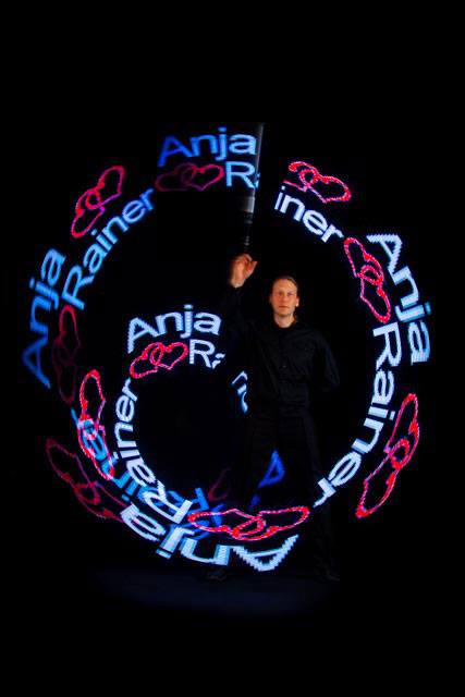 Namen des Brautpaares in der LED Show zur Hochzeit in Unterhohenried